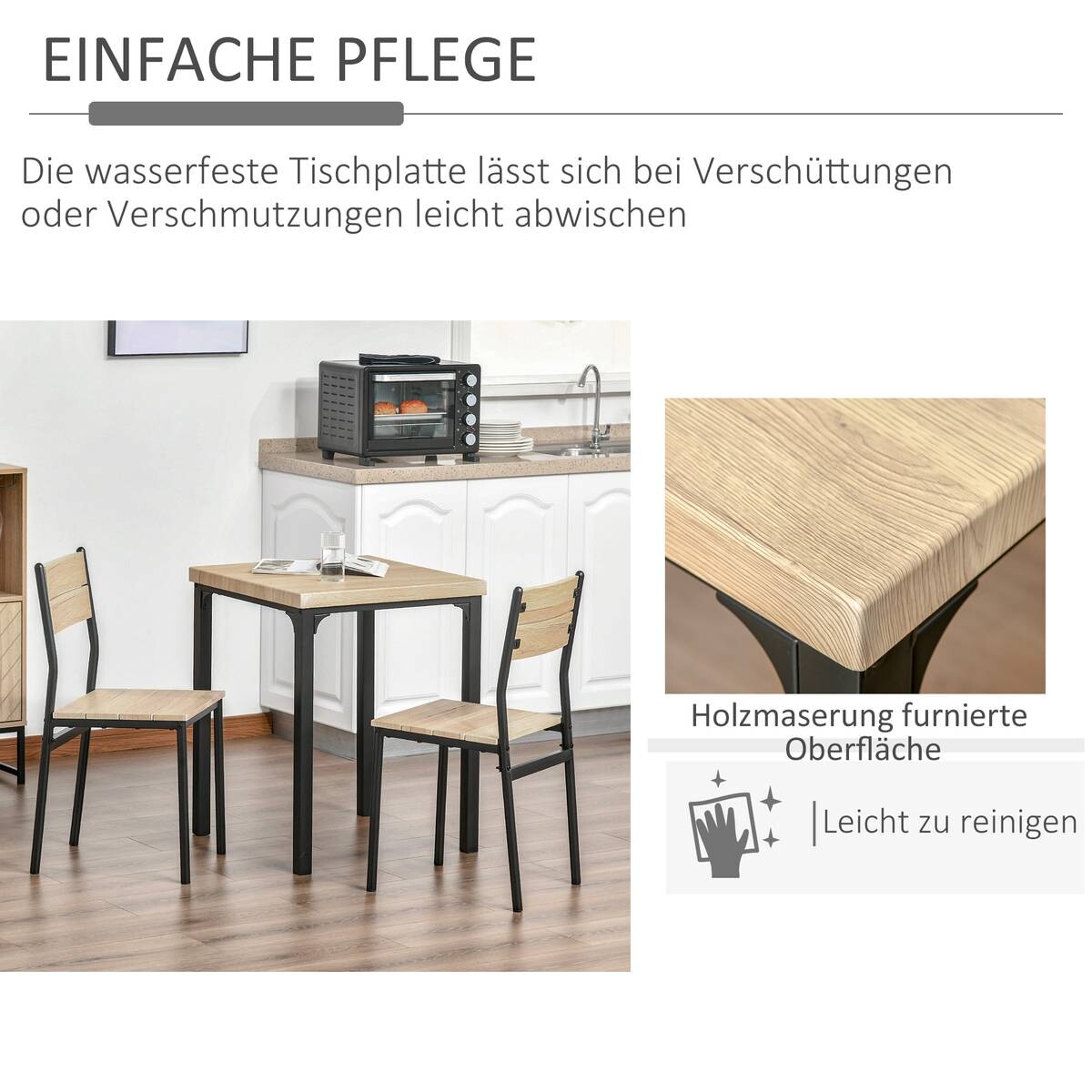 Essgruppe 835-090 natur schwarz B/H/T: ca. 70x76x70 cm