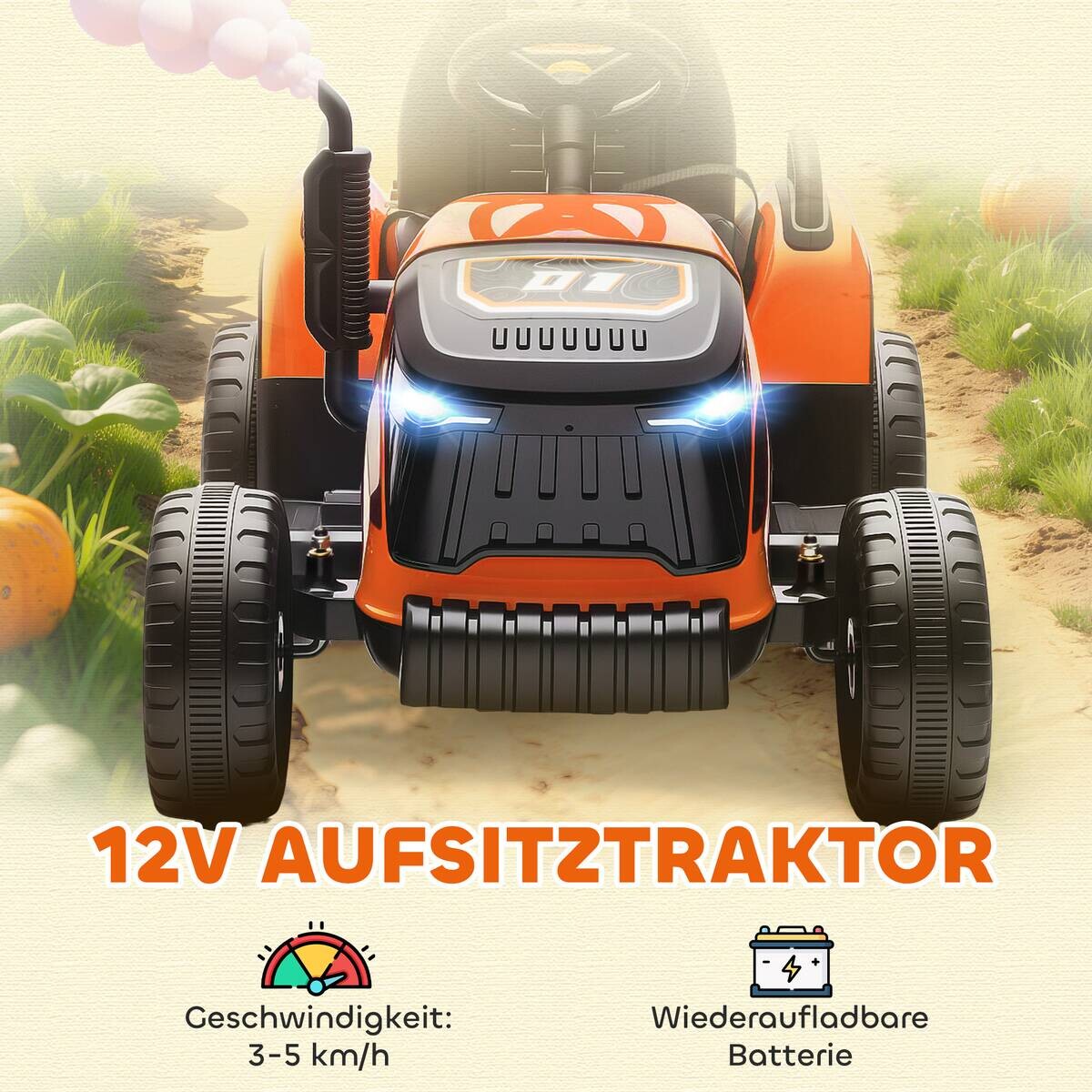 AIYAPLAY Elektrischer Traktor orange B/H/L: ca. 58x55x139 cm