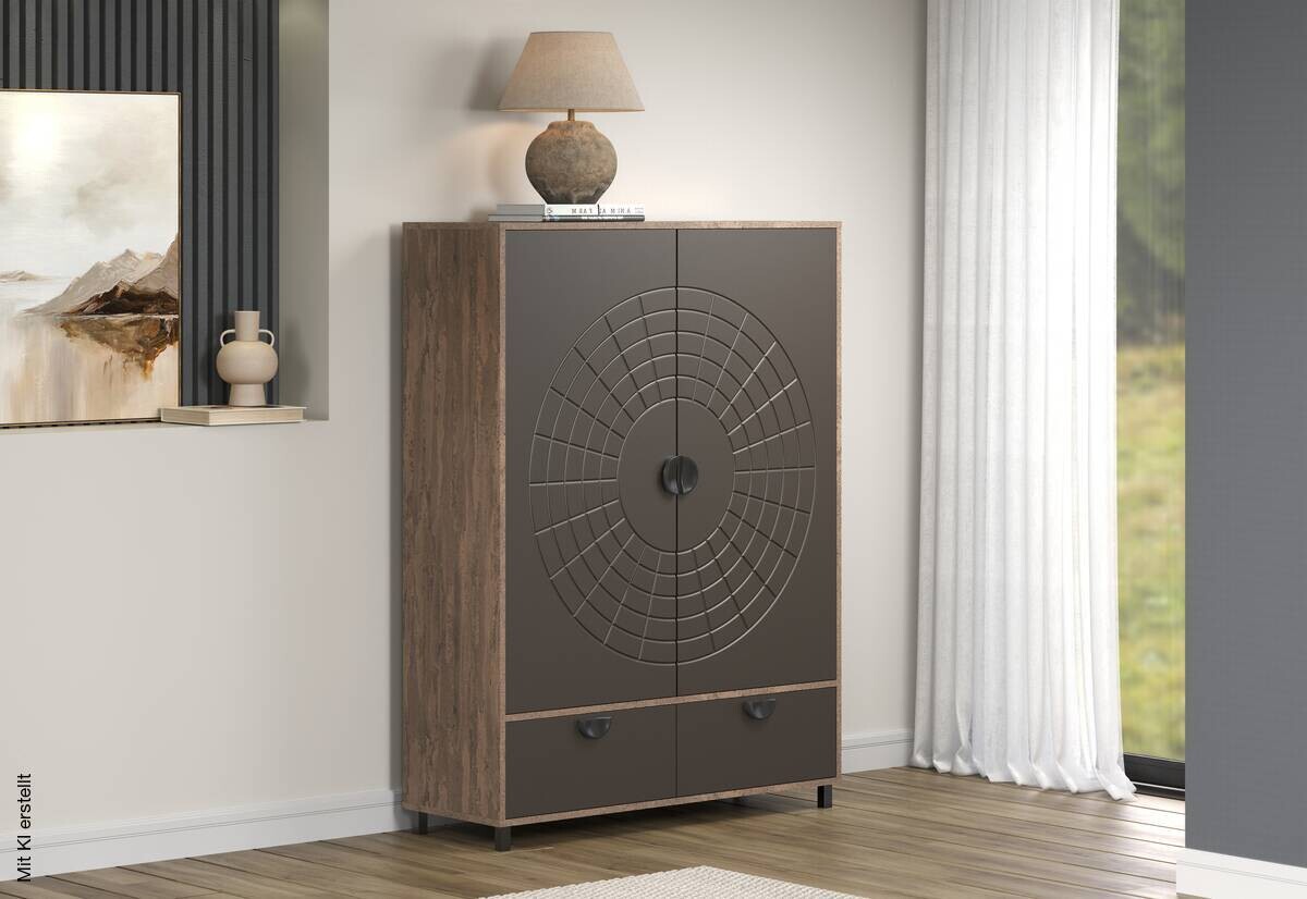 Highboard Fusion Eiche dunkel Nachbildung bronze Optik B/H/T: ca. 120x163x42 cm