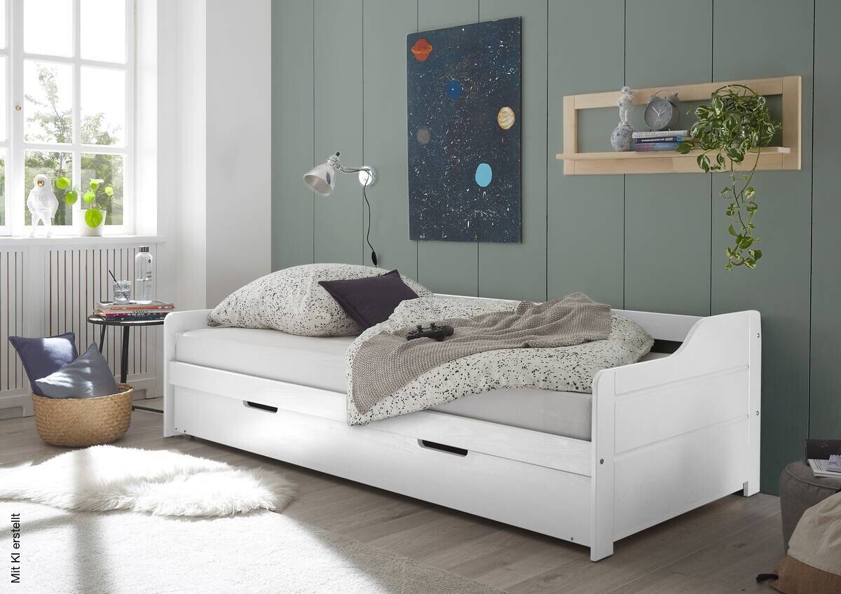 Funktionsbett Jesse kiefer weiß Liegefläche B/L: ca. 90x200 cm