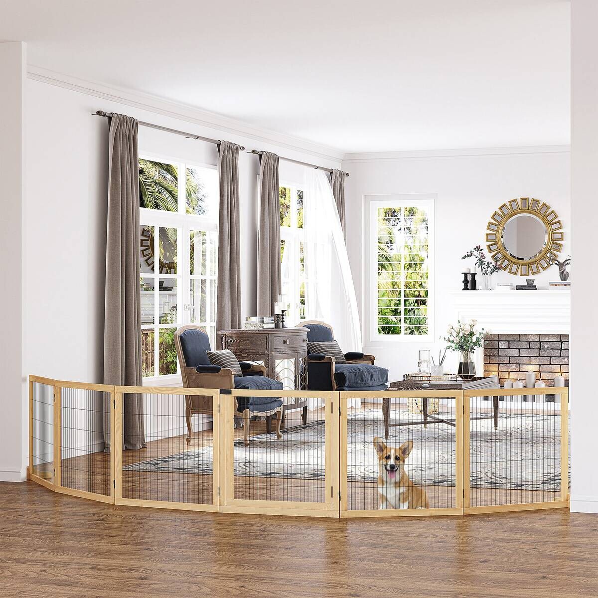 PawHut Schutzgitter natur Polypropylen B/H/L: ca. 36x432x70 cm