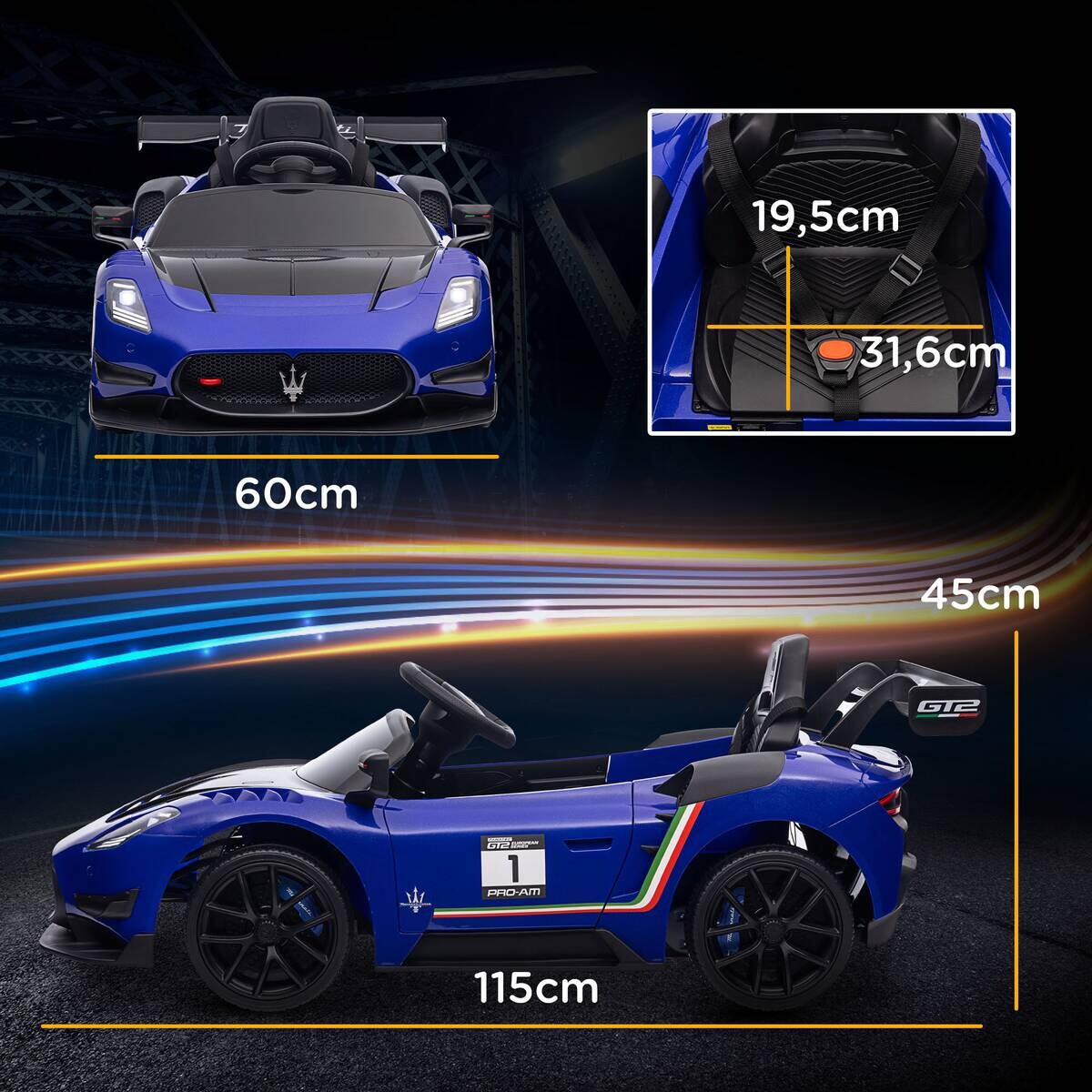 AIYAPLAY Kinder Elektroauto blau B/H/L: ca. 60x45x115 cm