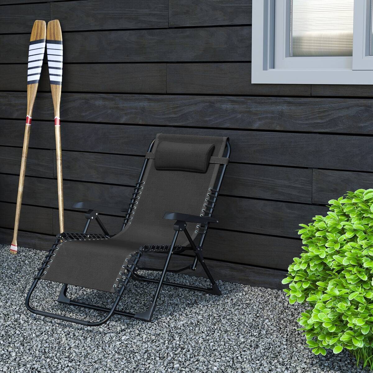 Outsunny Sonnenliege schwarz Metall B/H/L: ca. 65x112x90 cm