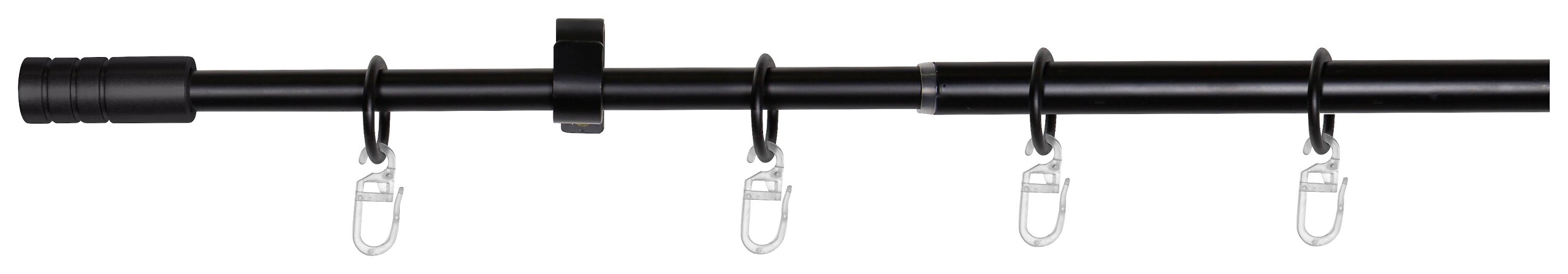 Gardinenstange schwarz Metall ausziehbar von ca. 120 bis 210 cm 1.0 Läufe