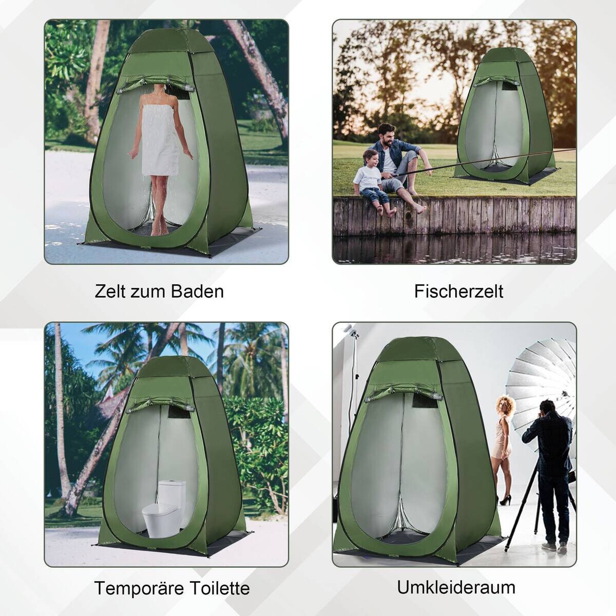 Outsunny Camping-Zubehör dunkelgrün Polypropylen B/H/L: ca. 124x126x189 cm