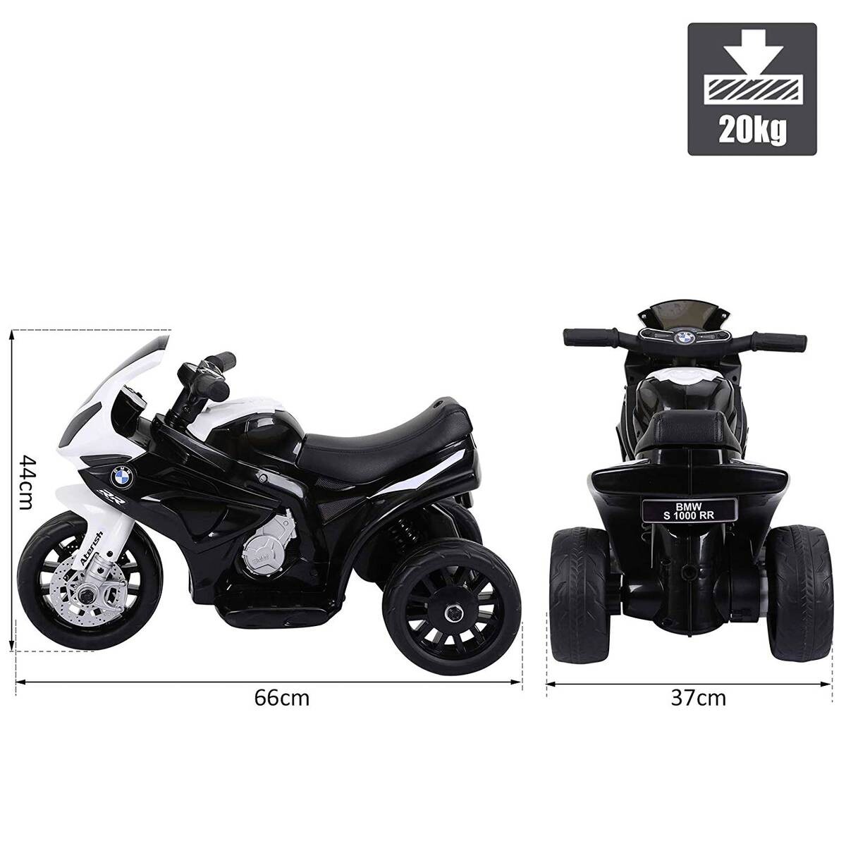 HOMCOM Kinder-Mororrad BMW BMW S1000RR weiß B/H/L: ca. 37x44x66 cm