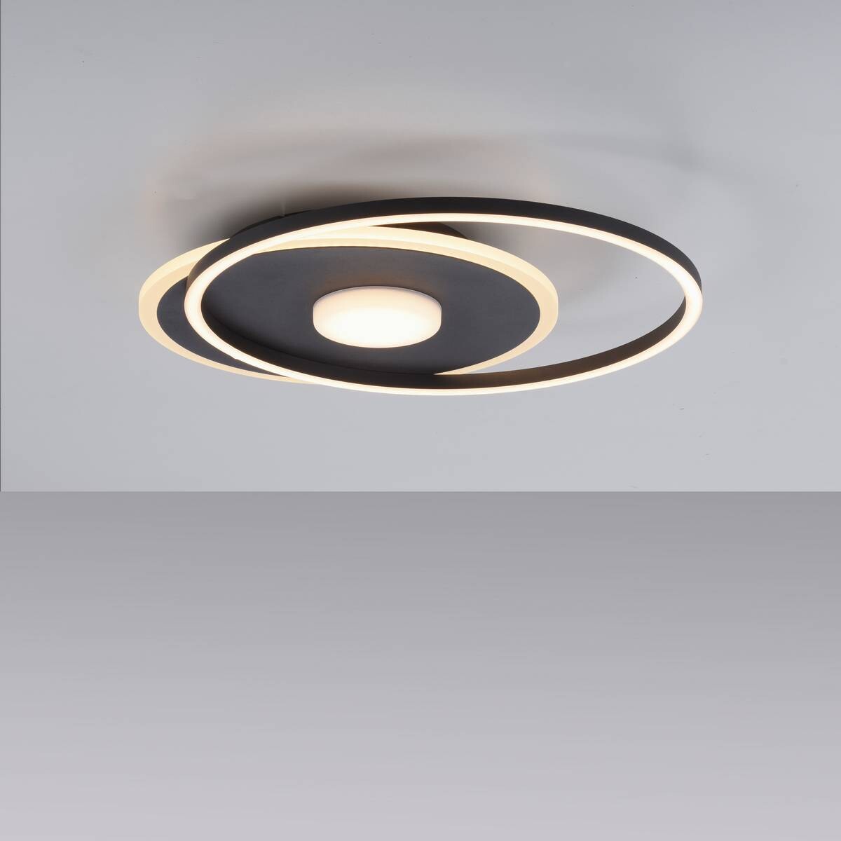 Just Light LED-Deckenleuchte DOMINO 15046-18 schwarz weiß Metall Kunststoff B/H/T: ca. 39,5x6,8x45 cm 1 Brennstellen