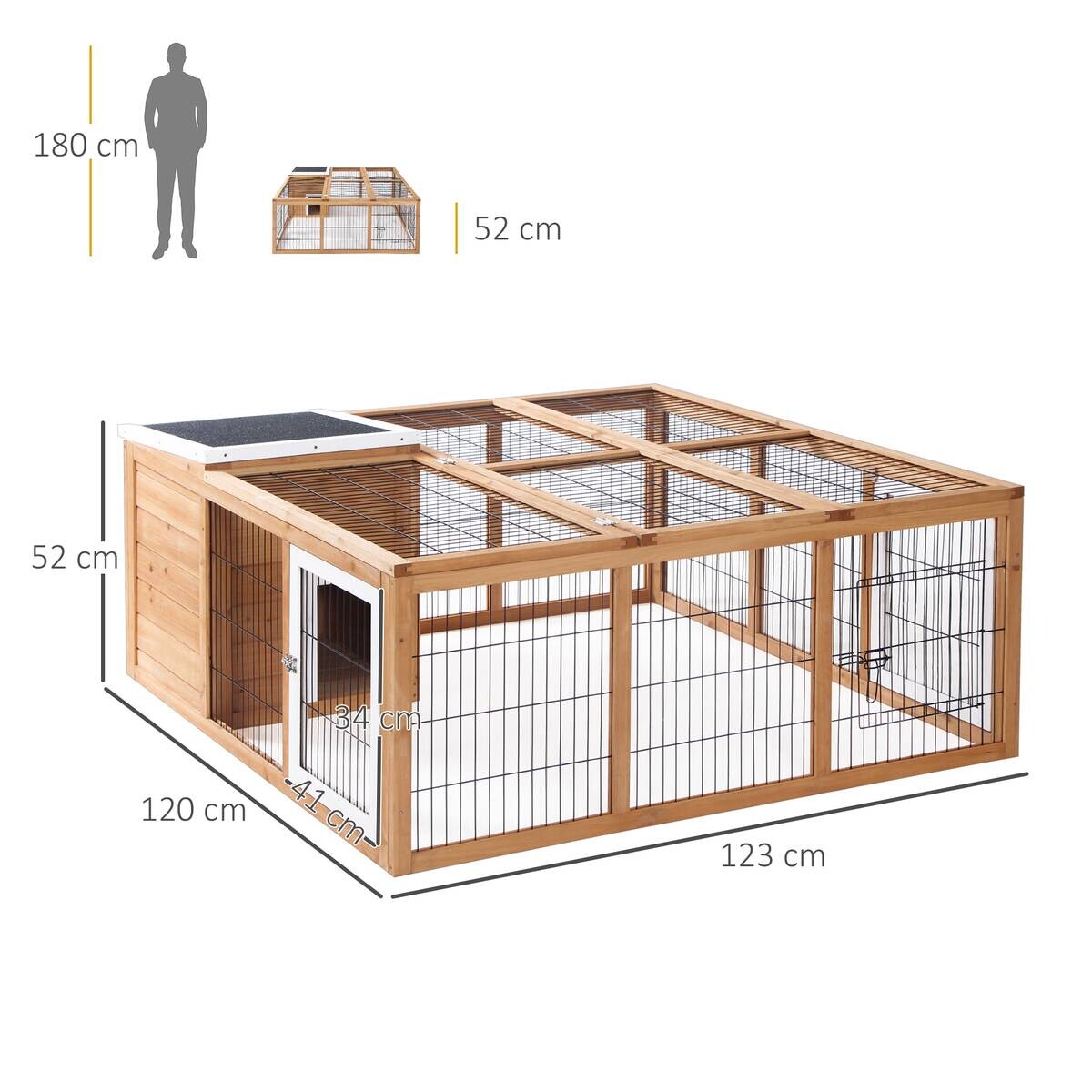 PawHut Stall natur Holz B/H/L: ca. 120x123x52 cm