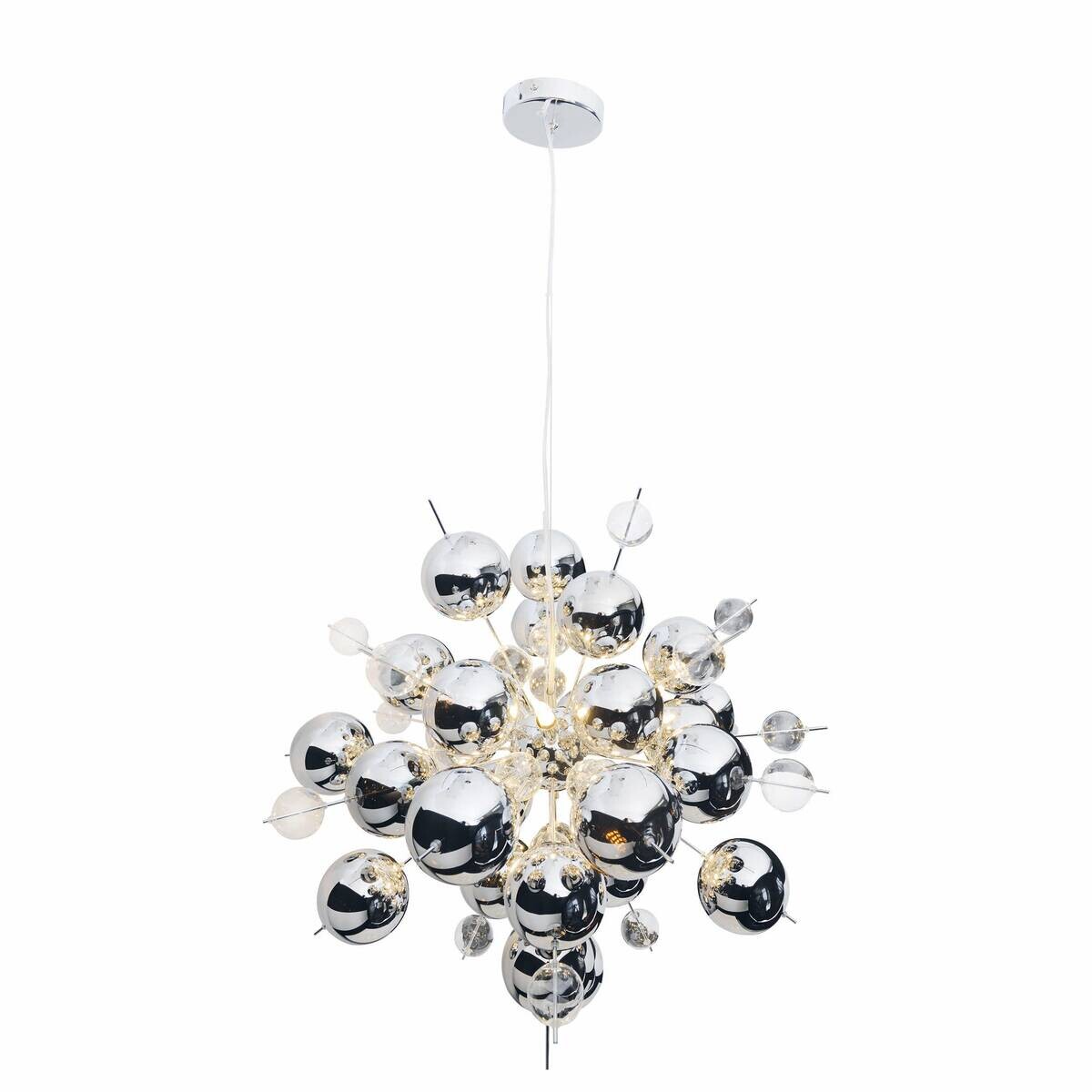 Näve Leuchten Pendelleuchte Chrom Glas Metall B/H/T/D: ca. 65x193x65x65 cm G9 10 Brennstellen