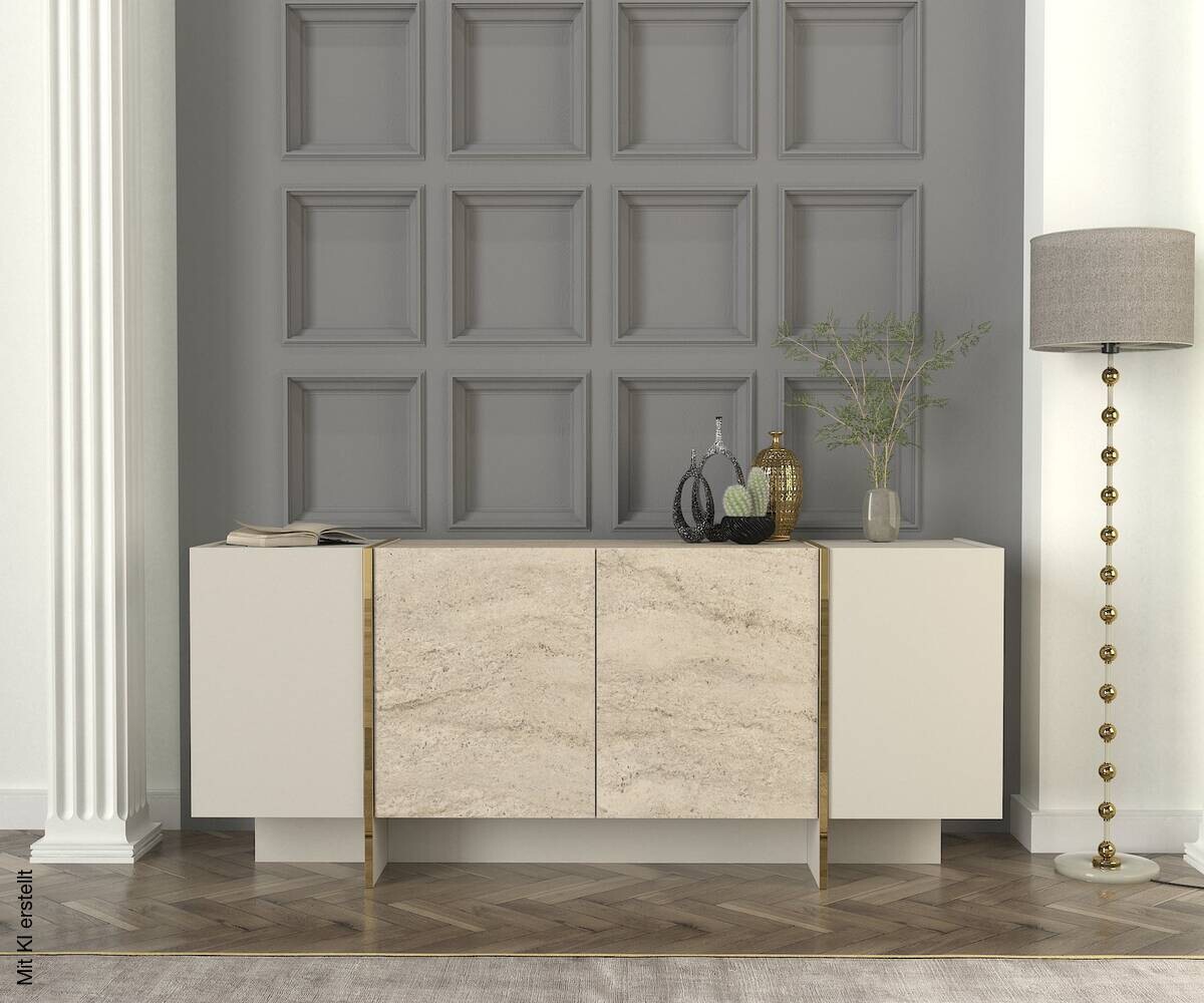 Sideboard Veyron beige granit Optik B/H/T: ca. 180x75,5x46,6 cm