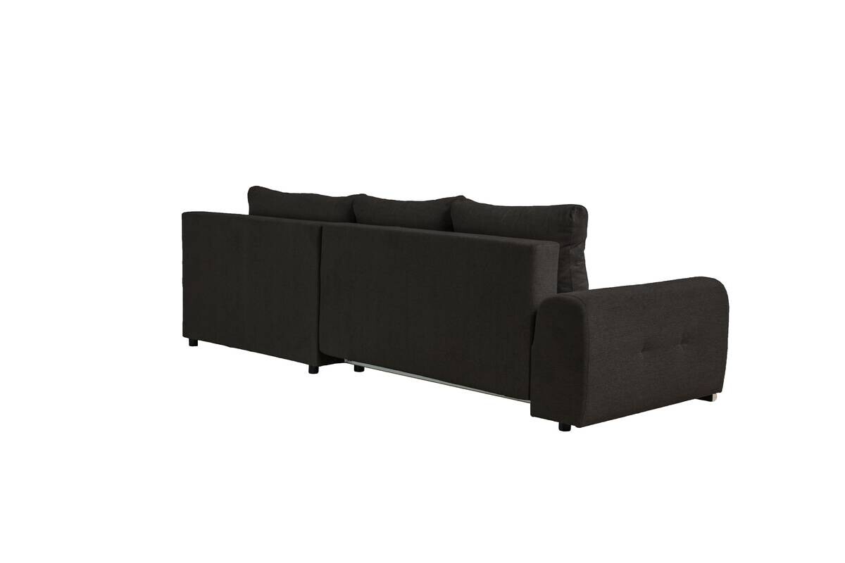 Ecksofa mit Bettfunktion und Bettkasten Lorenz schwarz Microfaser B/H/T: ca. 284x74x180 cm