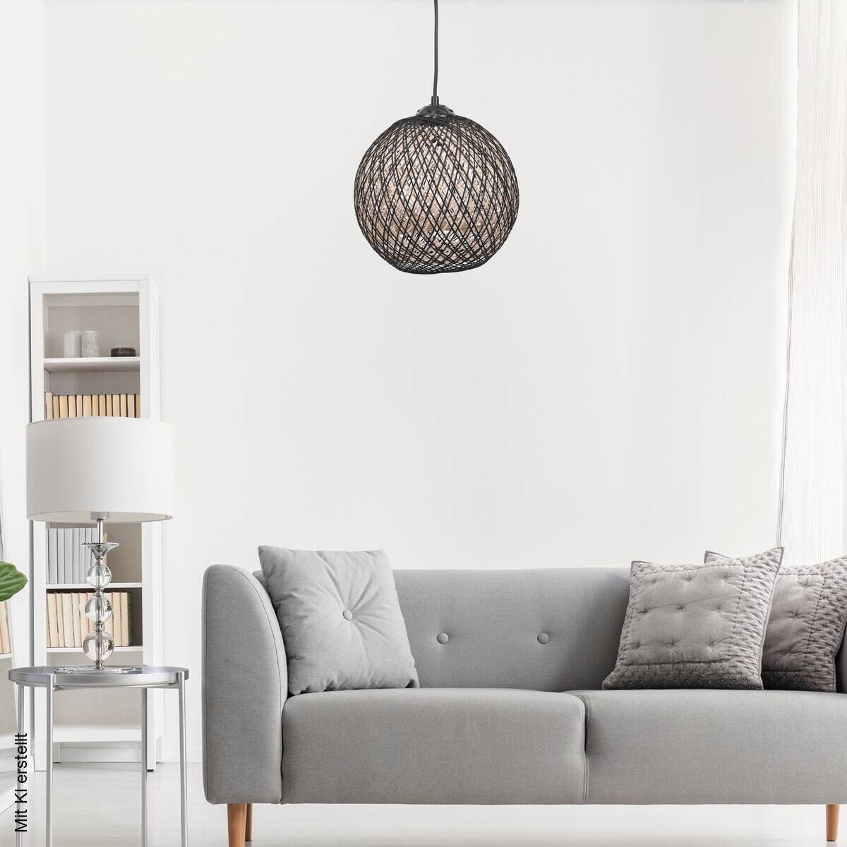 Opviq Pendelleuchte schwarz creme B/H/T/L: ca. 22x55x24x22 cm E27 1 Brennstellen