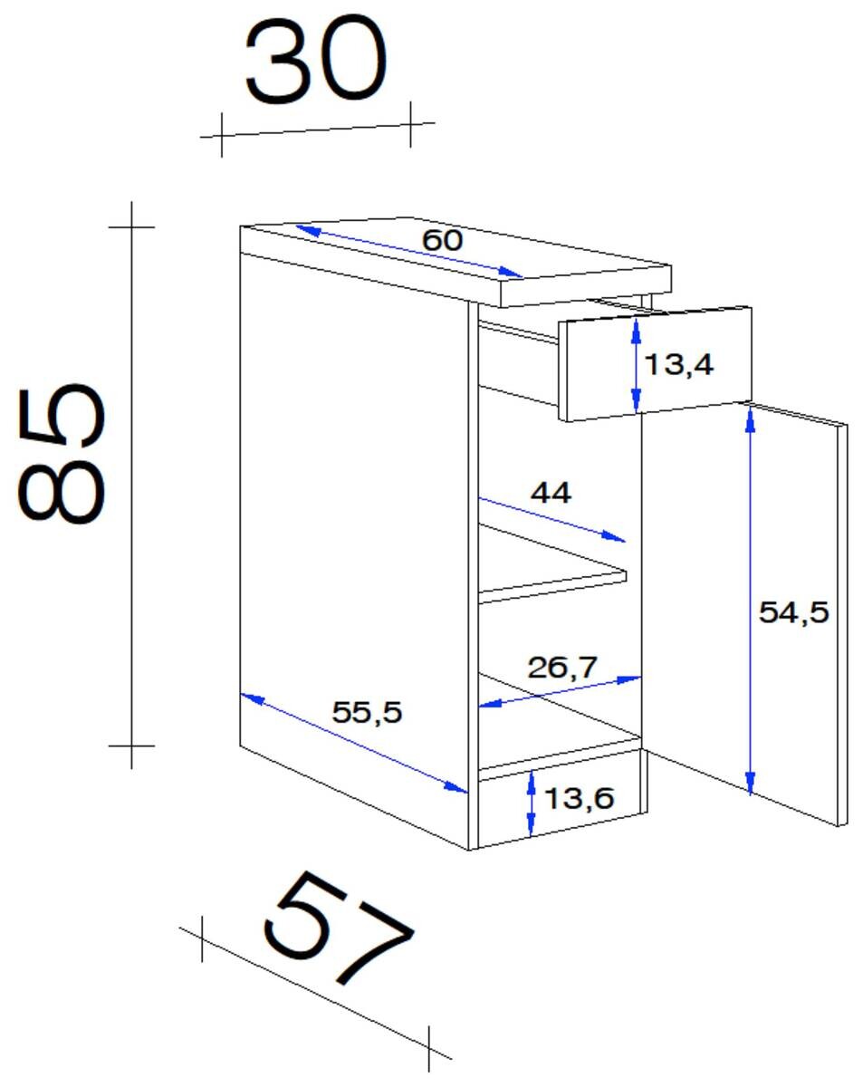 Flex-Well Unterschrank Wito weiß B/H/T: ca. 30x85x60 cm