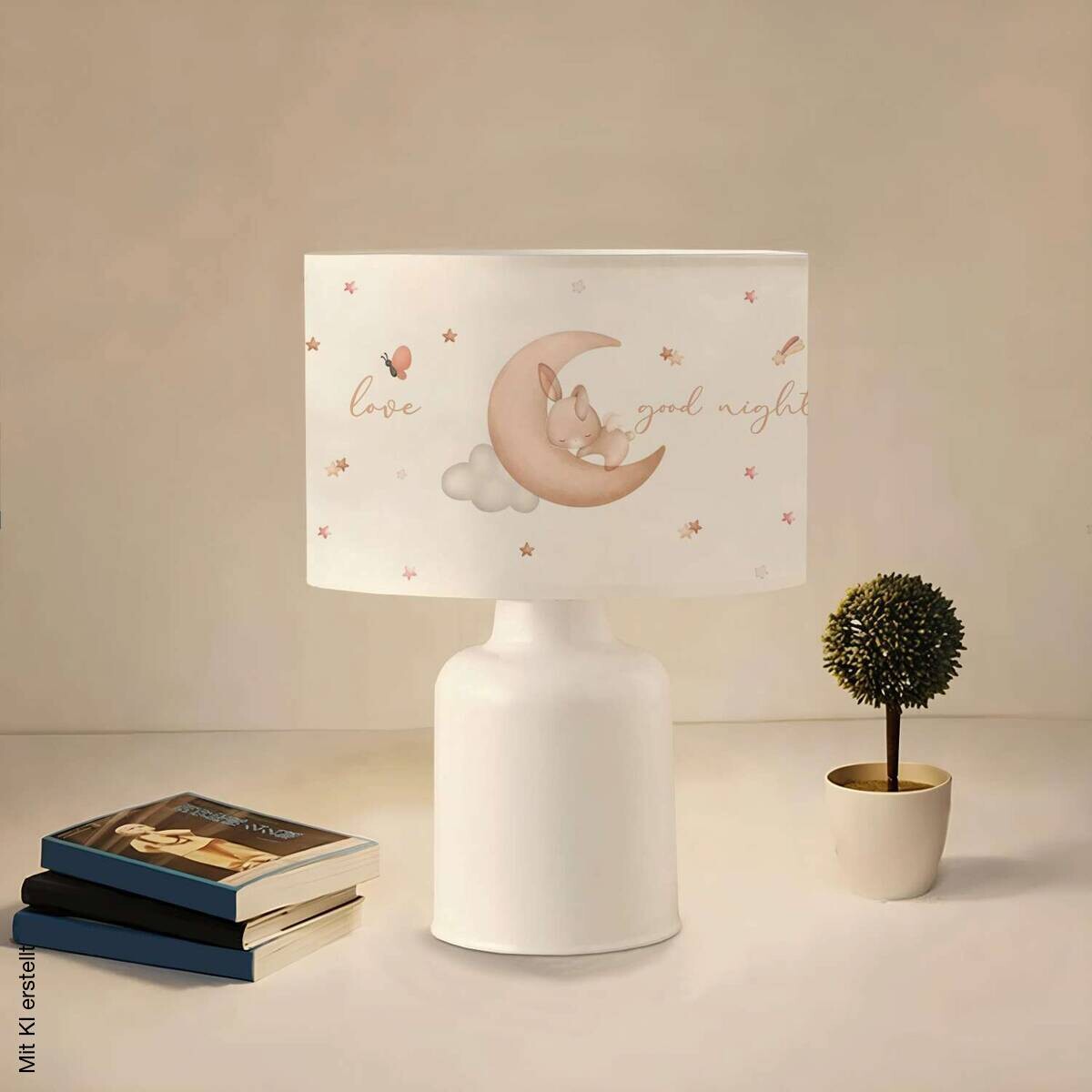Tischleuchte creme Metall B/H/L/D: ca. 24x32x24x24 cm E27 1 Brennstellen