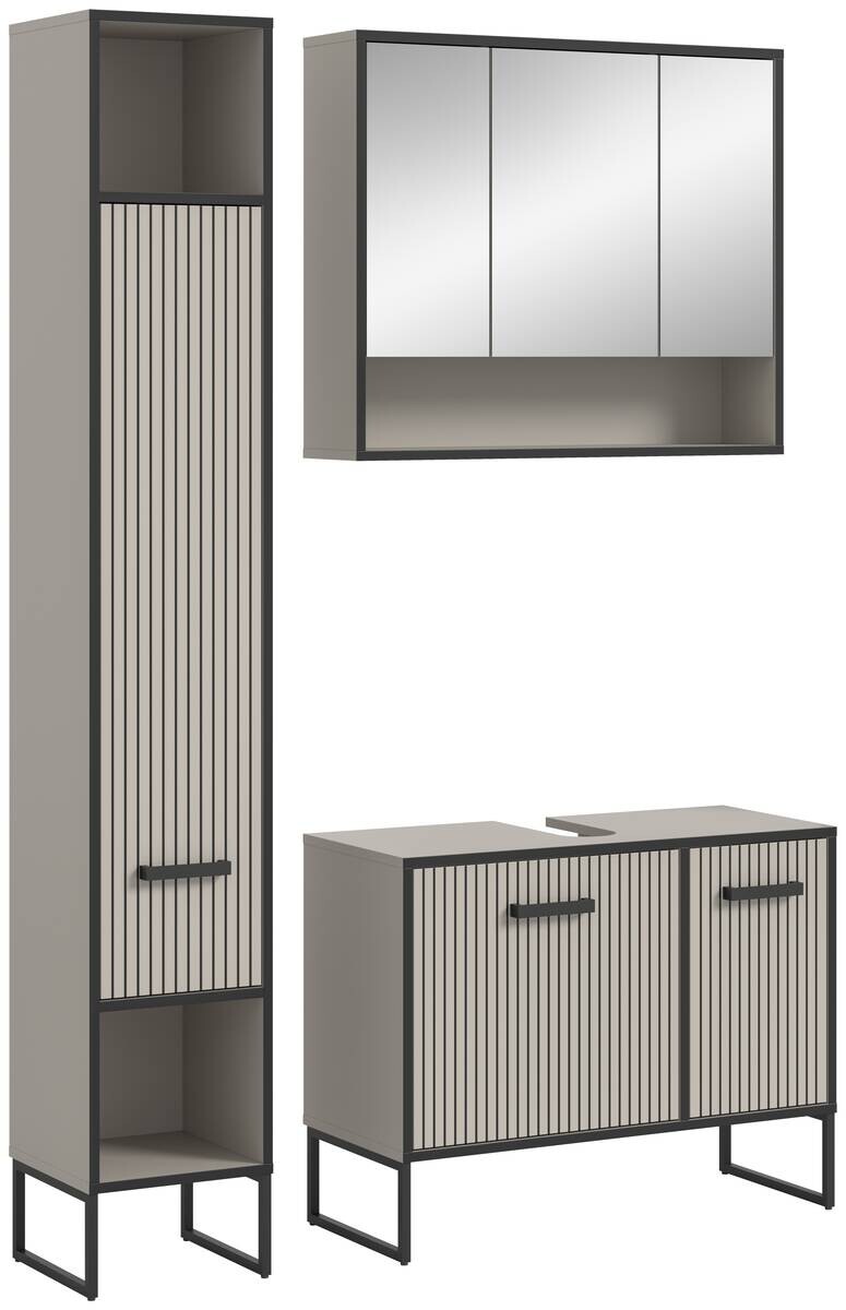 Badezimmer-Set BAGNO schwarz Kaschmirgrau Nachbildung B/H/T: ca. 125x192x36 cm