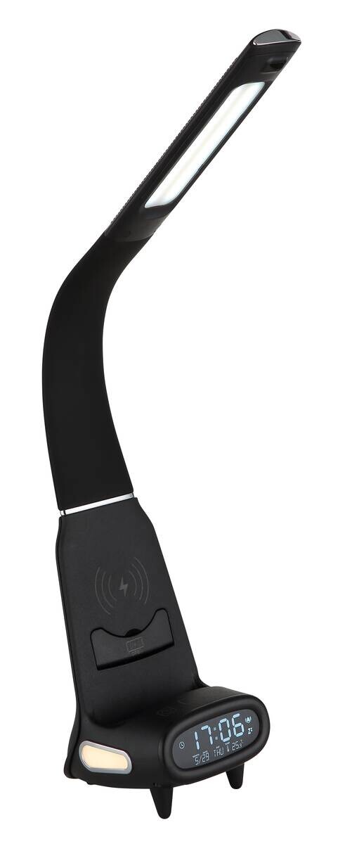 GLOBO Tischleuchte Satiniert schwarz Chrom PVC Kunststoff B/H/L: ca. 10x50x25 cm 1 Brennstellen