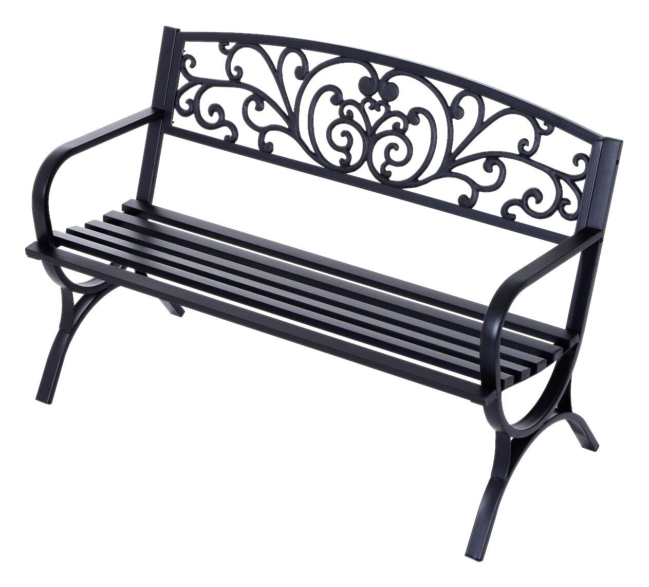 Outsunny Sitzbank schwarz Metall B/H/L: ca. 60x85x127 cm