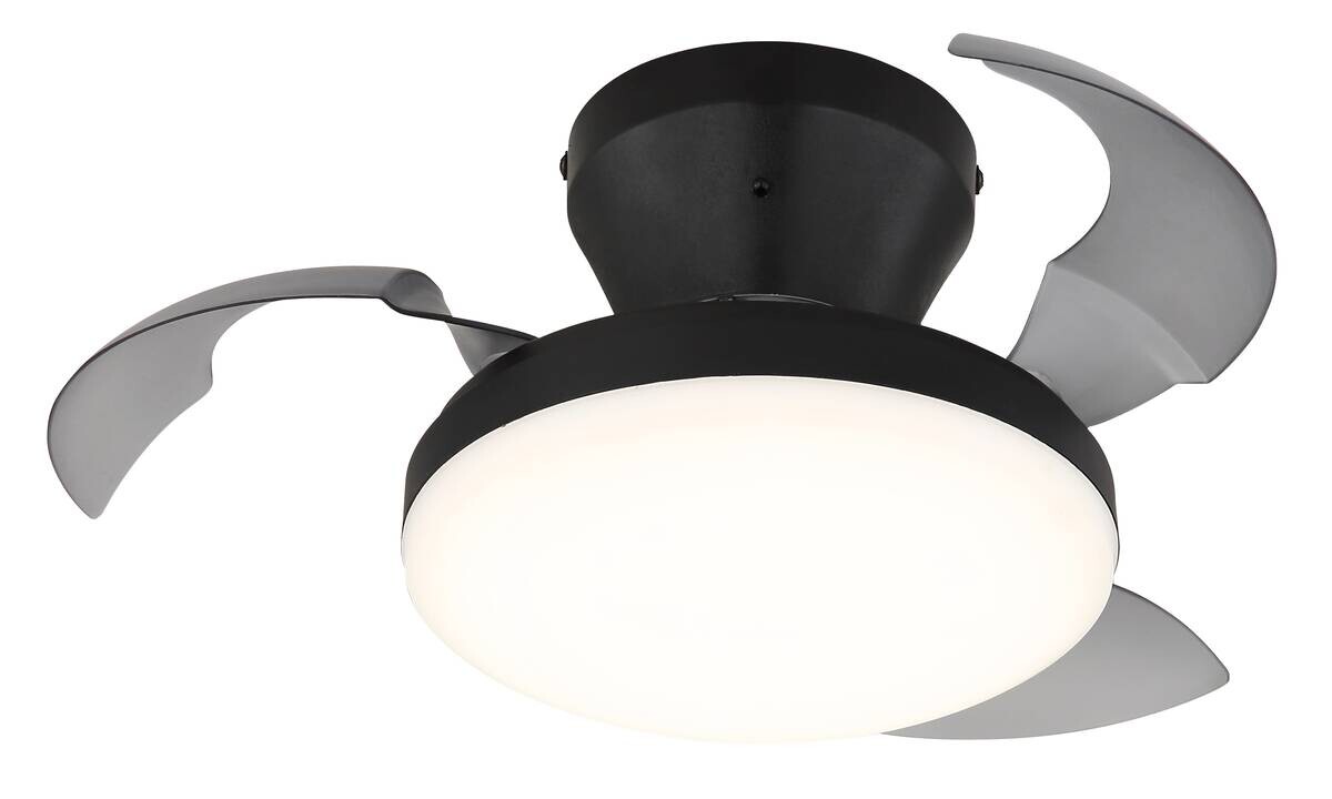 GLOBO LED-Deckenventilator schwarz Rauch transparent H/D: ca. 15,5x38 cm max. 15 W