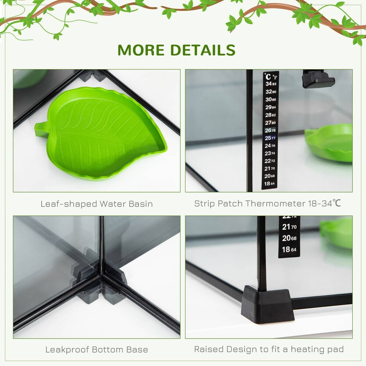 PawHut Terrarium schwarz Edelstahl B/H/L: ca. 30x50x25 cm