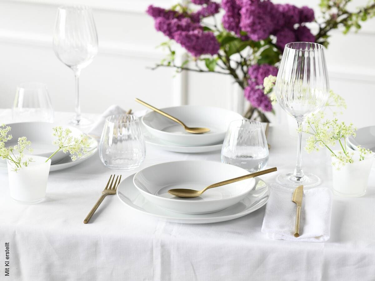 CreaTable Tafelservice Luna weiß Porzellan 12 tlg.