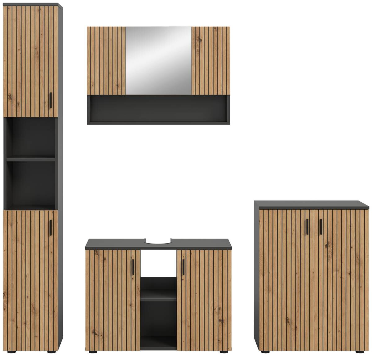 Badezimmer-Set Mone Basalt Nachbildung Artisan Oak Nachbildung B/H/T: ca. 200x192x30 cm