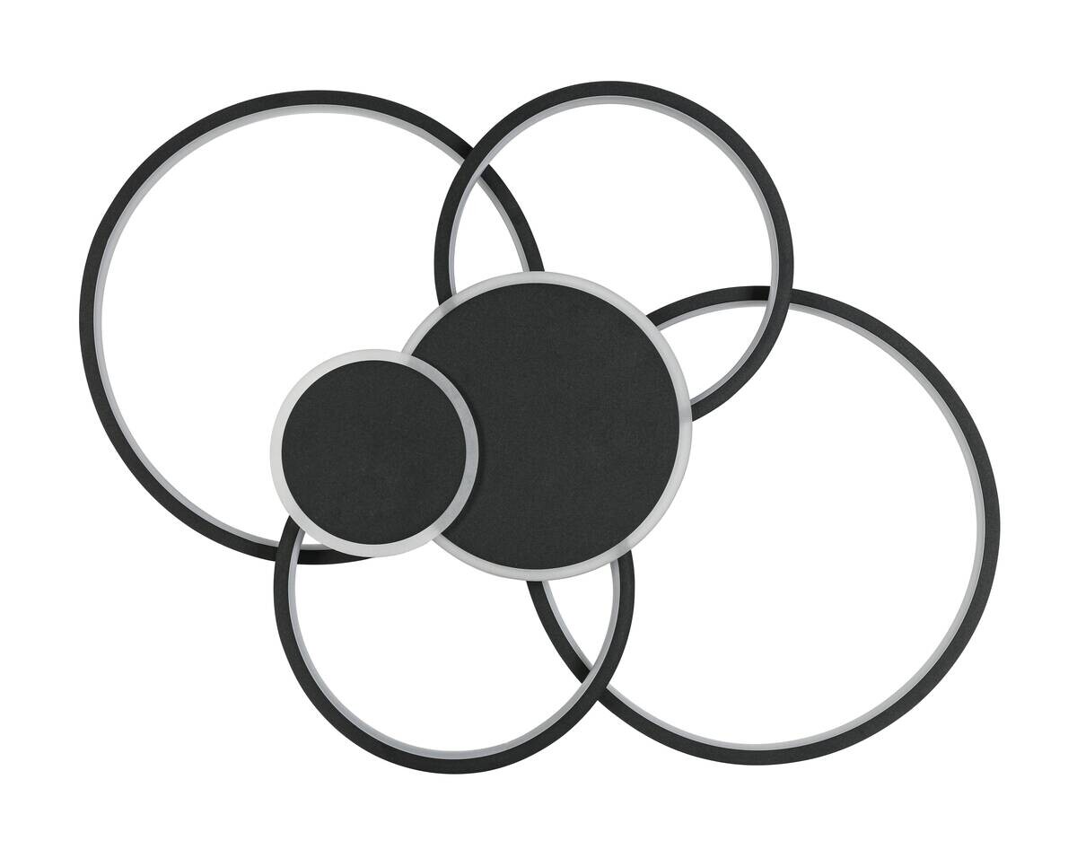 Nolo LED-Deckenleuchte Ring schwarz Metall B/H/L: ca. 46x10x65 cm