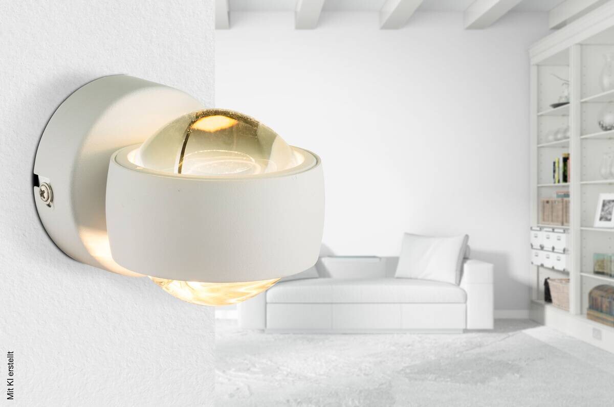 GLOBO LED-Wandleuchte weiß Metall Glas B/H/L: ca. 7,5x7x10 cm 2 Brennstellen