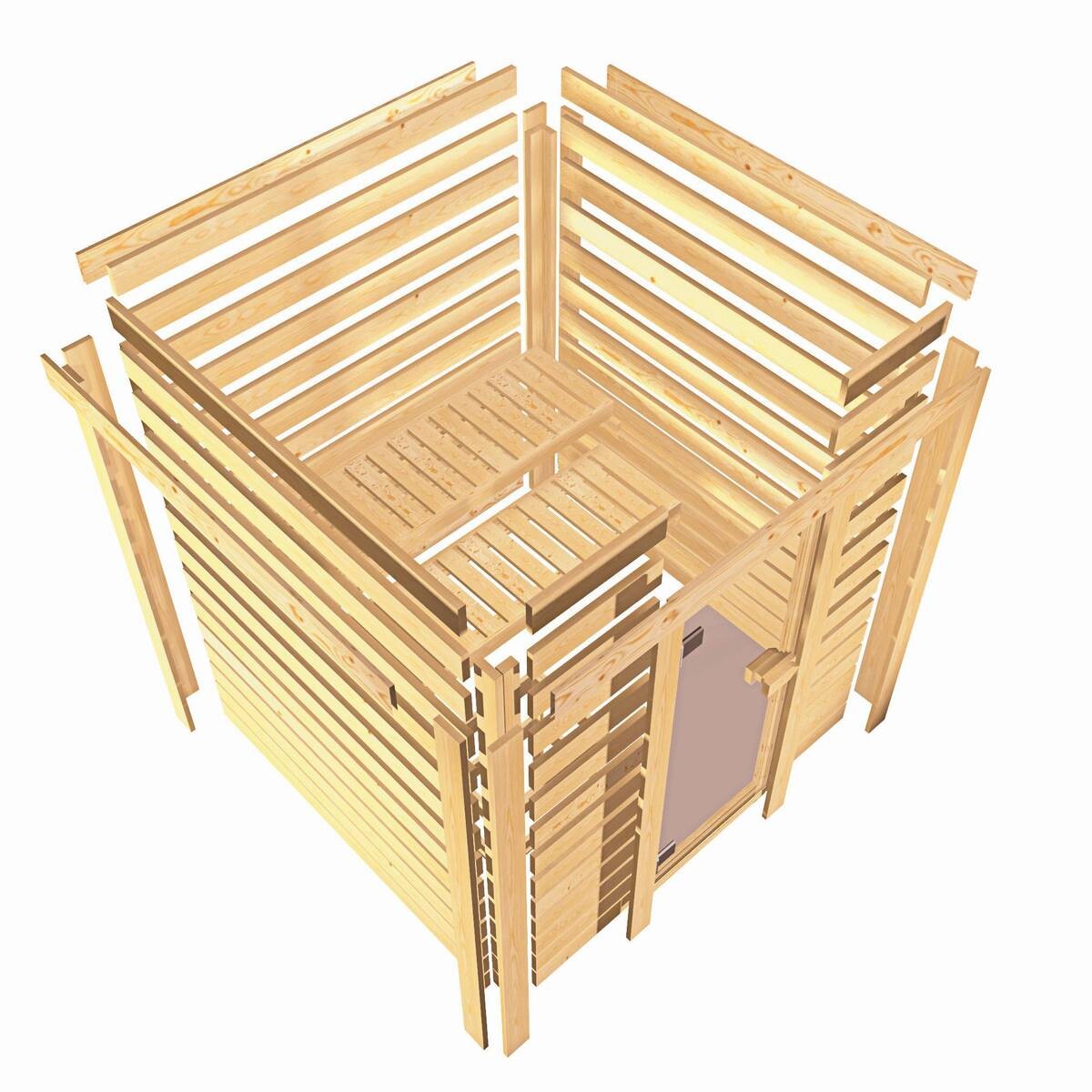 Karibu Sauna Seppel Front natur B/H/T: ca. 196x187x196 cm
