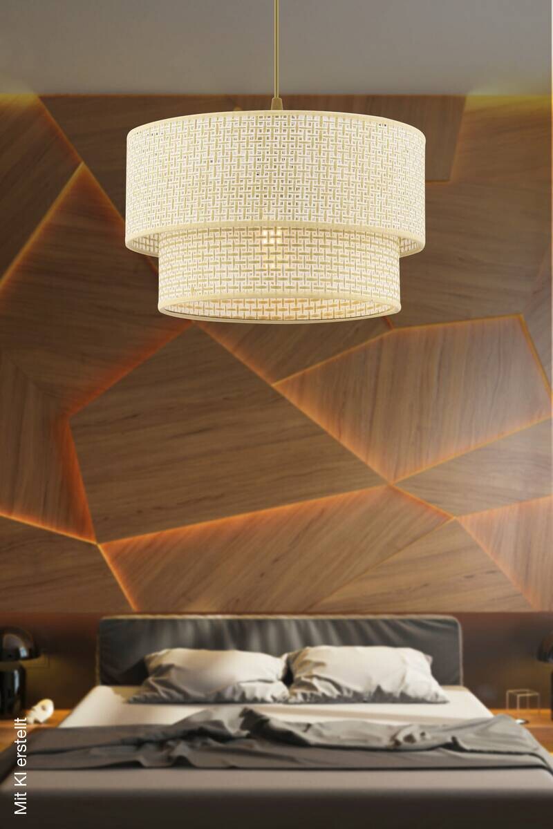 Opviq Pendelleuchte Echo creme Baumwolle B/H/T/L/D: ca. 30x65x30x30x30 cm E27 1 Brennstellen