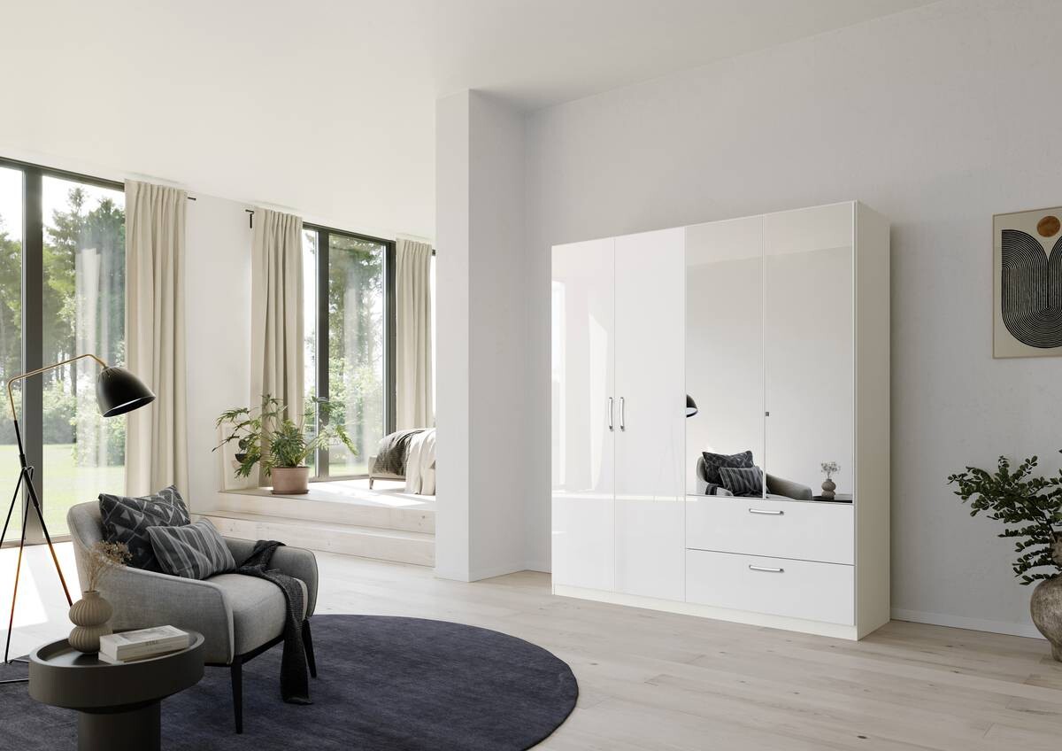 Kleiderschrank Quadra weiß B/H/T: ca. 180x210x54 cm