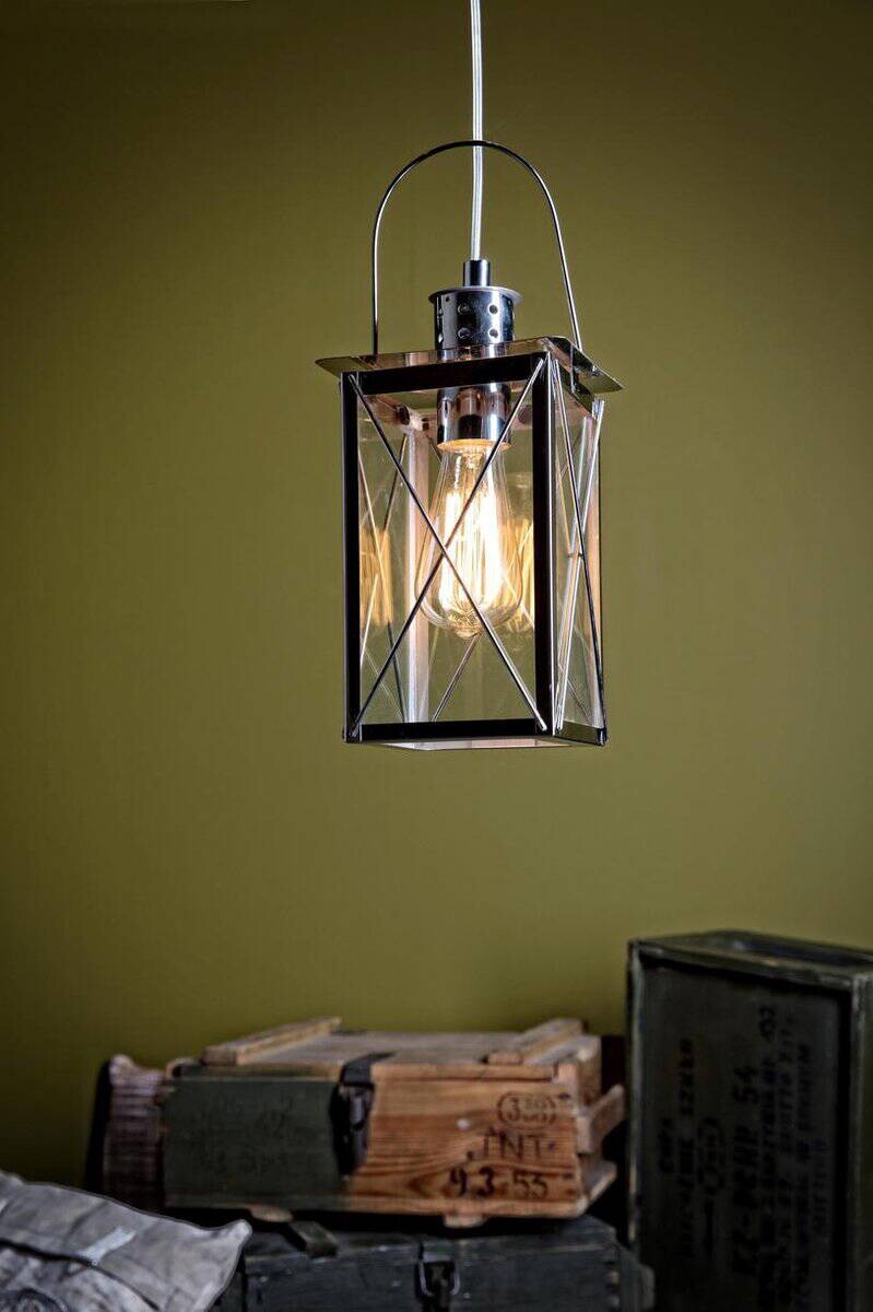 Eglo Pendelleuchte Donmington silber Glas Stahl B/H/L: ca. 15x110x15 cm E27 1 Brennstellen