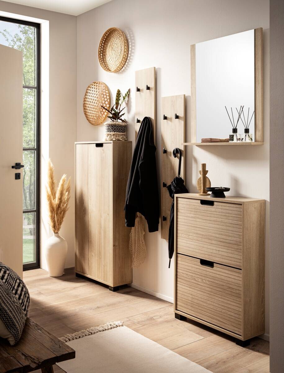 Unterschrank Emmik weiß matt Eiche Eiche weiß Nachbildung B/H/T: ca. 59,8x85,2x19,55 cm