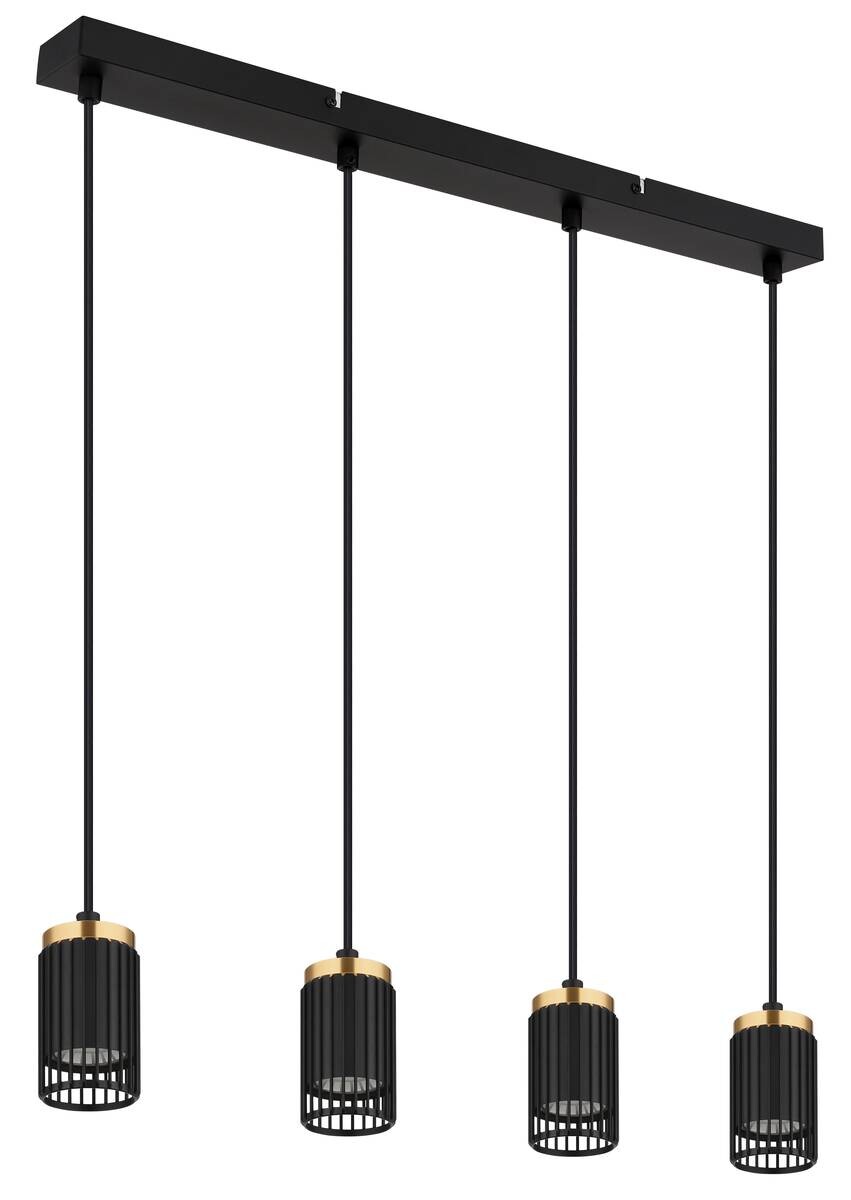 GLOBO Pendelleuchte mattschwarz Metall Aluminium B/H/T/L: ca. 6x120x60x60 cm GU10 4 Brennstellen