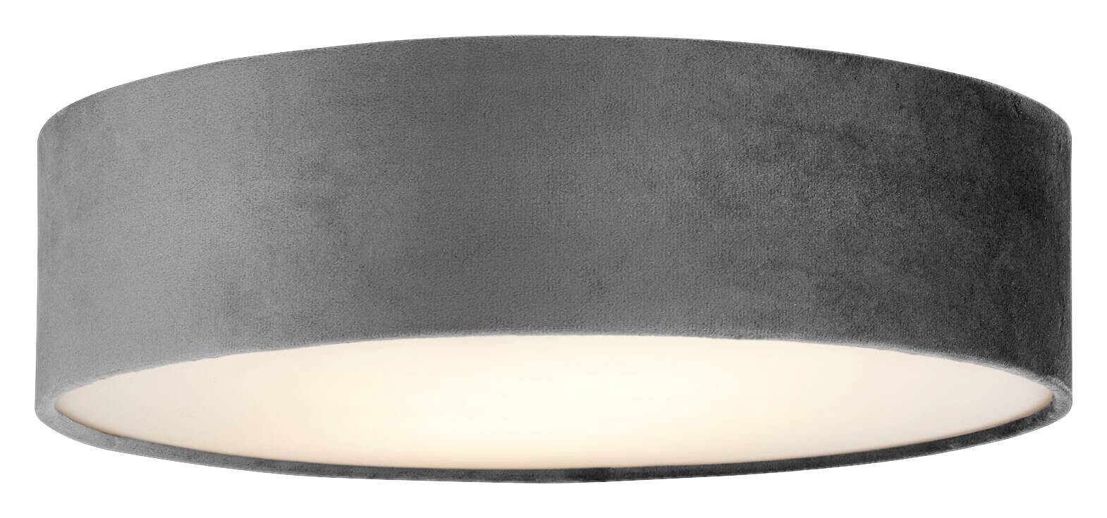 Searchlight Deckenleuchte Drum grau Stahl Samt B/H/L/D: ca. 38x10x38x38 cm E27 2 Brennstellen