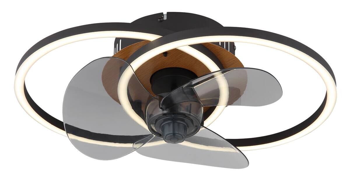GLOBO Deckenventilator Karen schwarz dunkelbraun B/H/T: ca. 28x14,4x42 cm max. 24 W