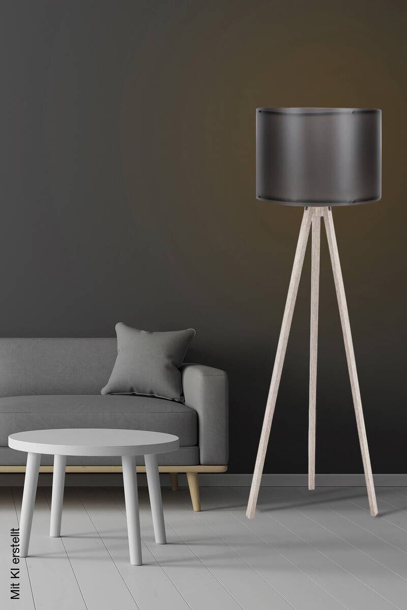Opviq Stehlampe schwarz creme MDF Polypropylen B/H/L: ca. 38x145x38 cm E27 1 Brennstellen