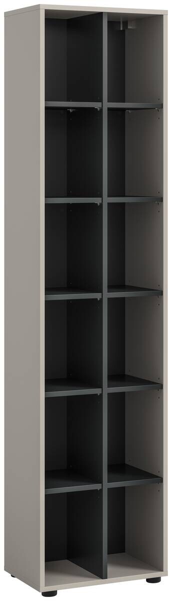 Regal Noida Kaschmirgrau Nachbildung schwarz B/H/T: ca. 192x45x35 cm