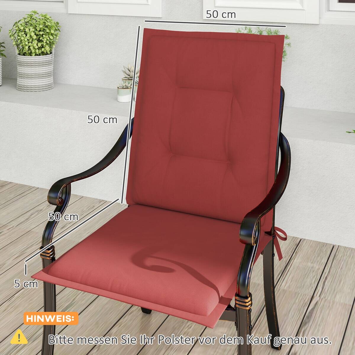 Outsunny Sitzkissen 4er Set weinrot Polyester B/H/L: ca. 50x5x108 cm
