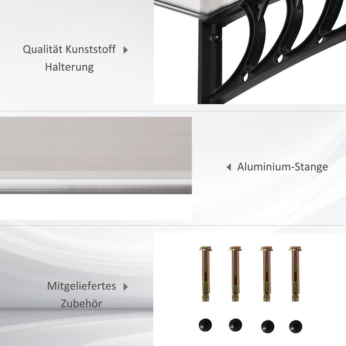 Outsunny Vordach weiß B/H/L: ca. 150x90x25 cm