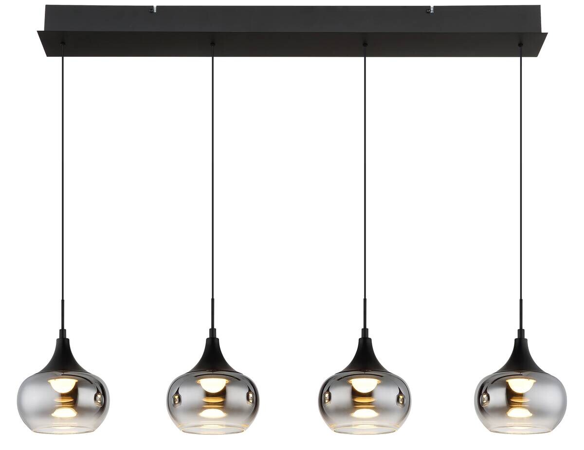GLOBO LED-Pendelleuchte Rauch schwarz Metall Glas B/H/L: ca. 15x150x90 cm 1 Brennstellen