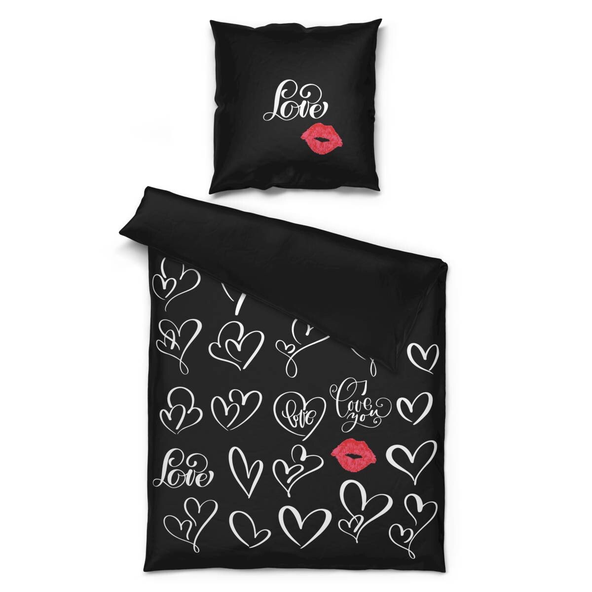 beau rêve Microfaser Bettwäsche schwarz weiß 100% Polyester B/L: ca. 135x200 cm