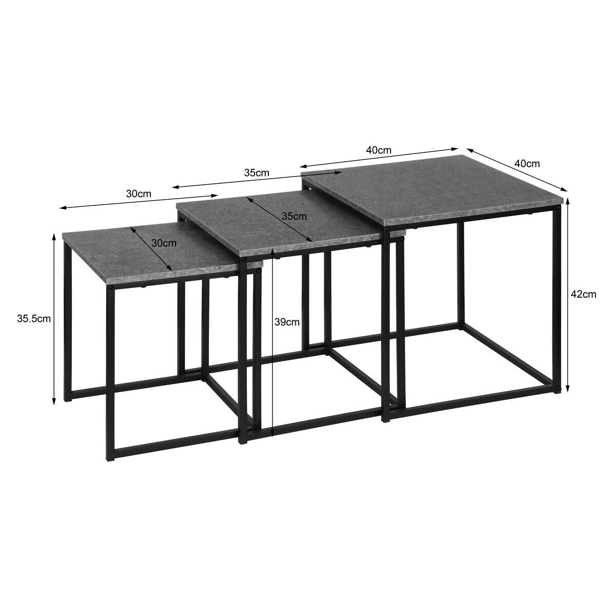 Beistelltisch grau Holz B/H/L: ca. 40x42x40 cm