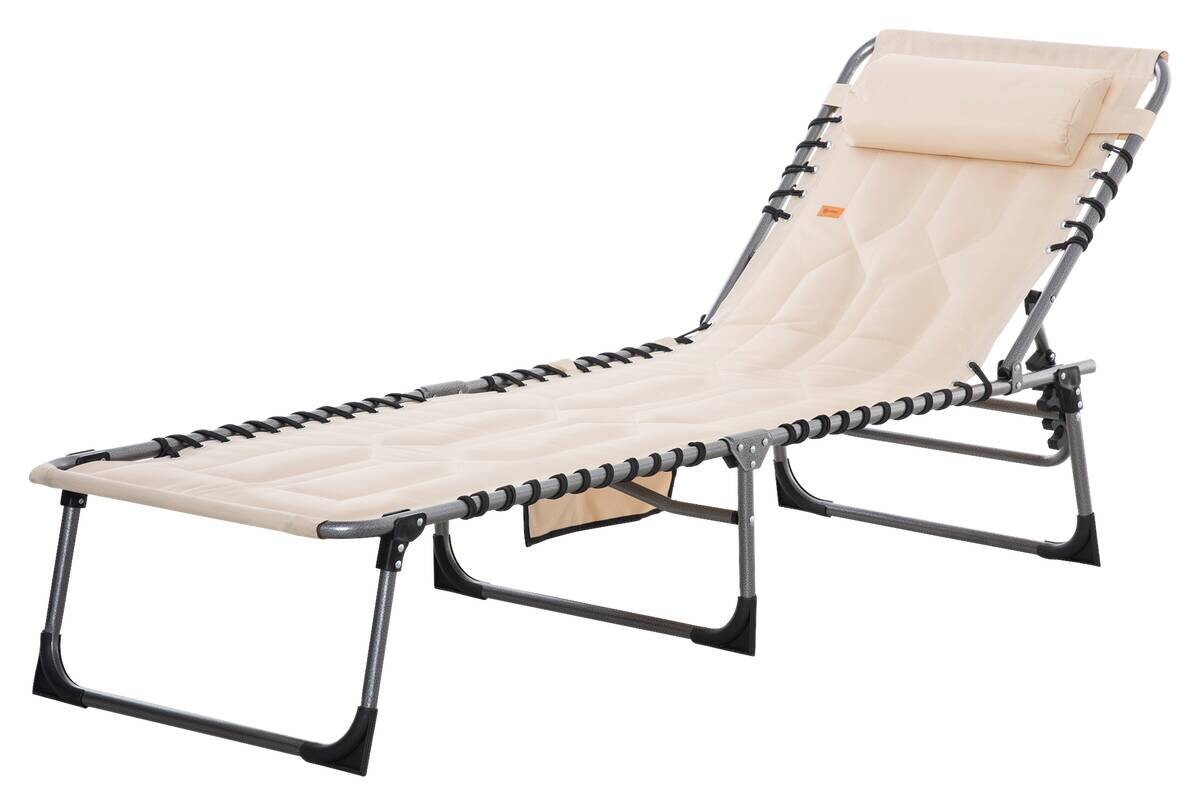 Outsunny Sonnenliege beige Polyester B/H/L: ca. 57x30x188 cm