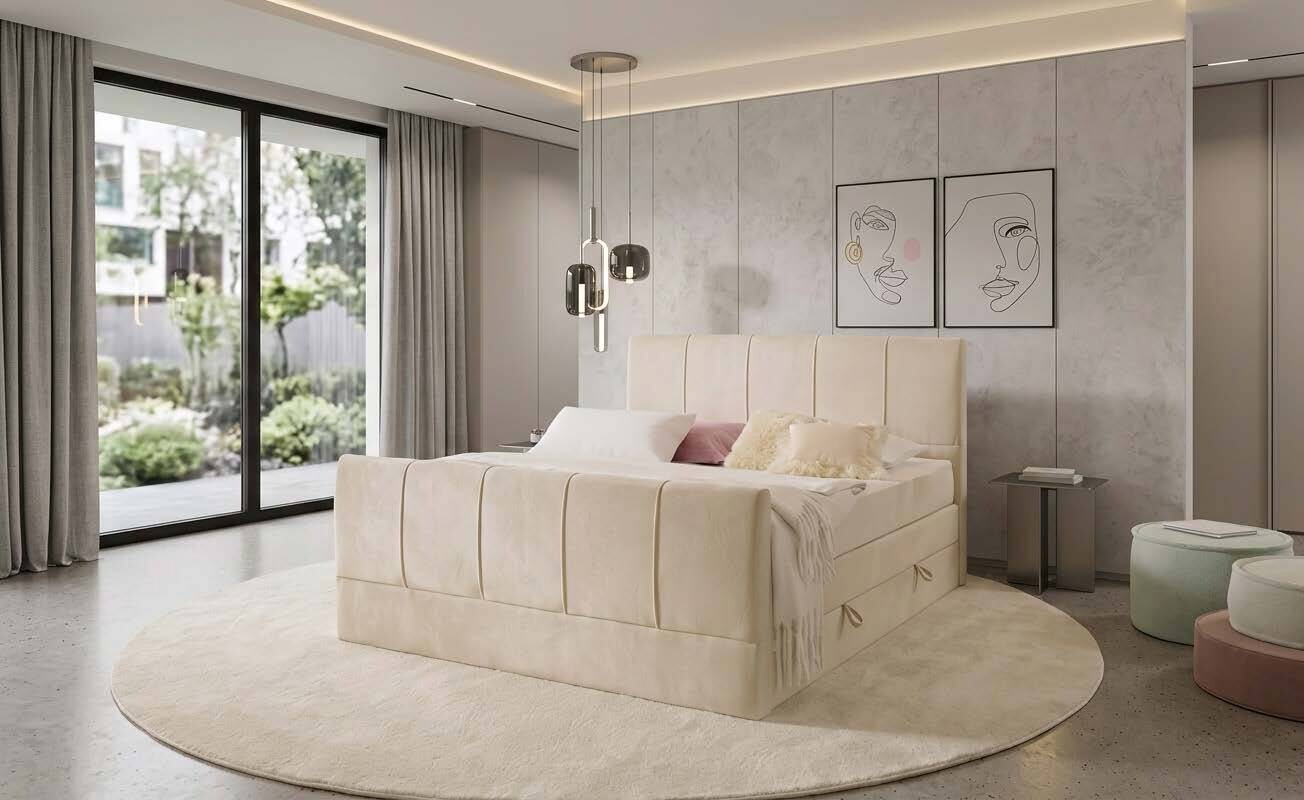 Boxspringbett Harmony creme Liegefläche B/L: ca. 160x200 cm