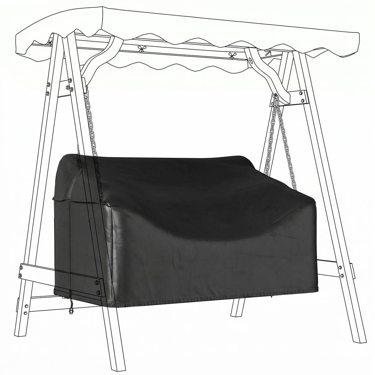 Outsunny Gartenschaukel-Abdeckung schwarz Polyester B/H/L: ca. 76x81x142 cm