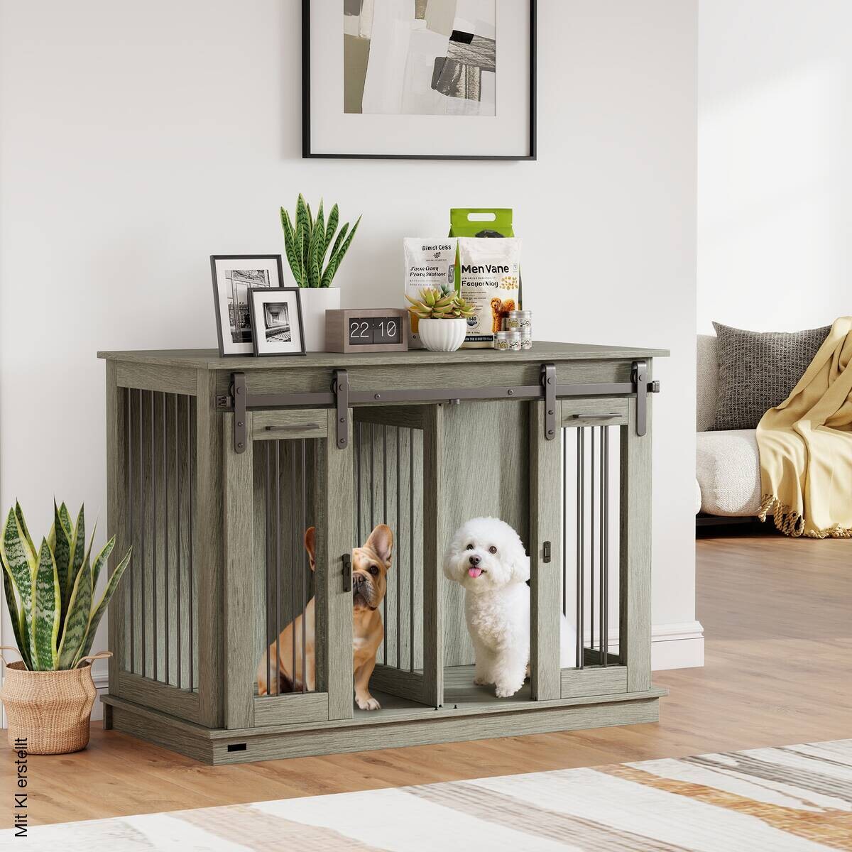 PawHut Hundekäfig grau MDF B/H/L: ca. 60x88,5x120 cm