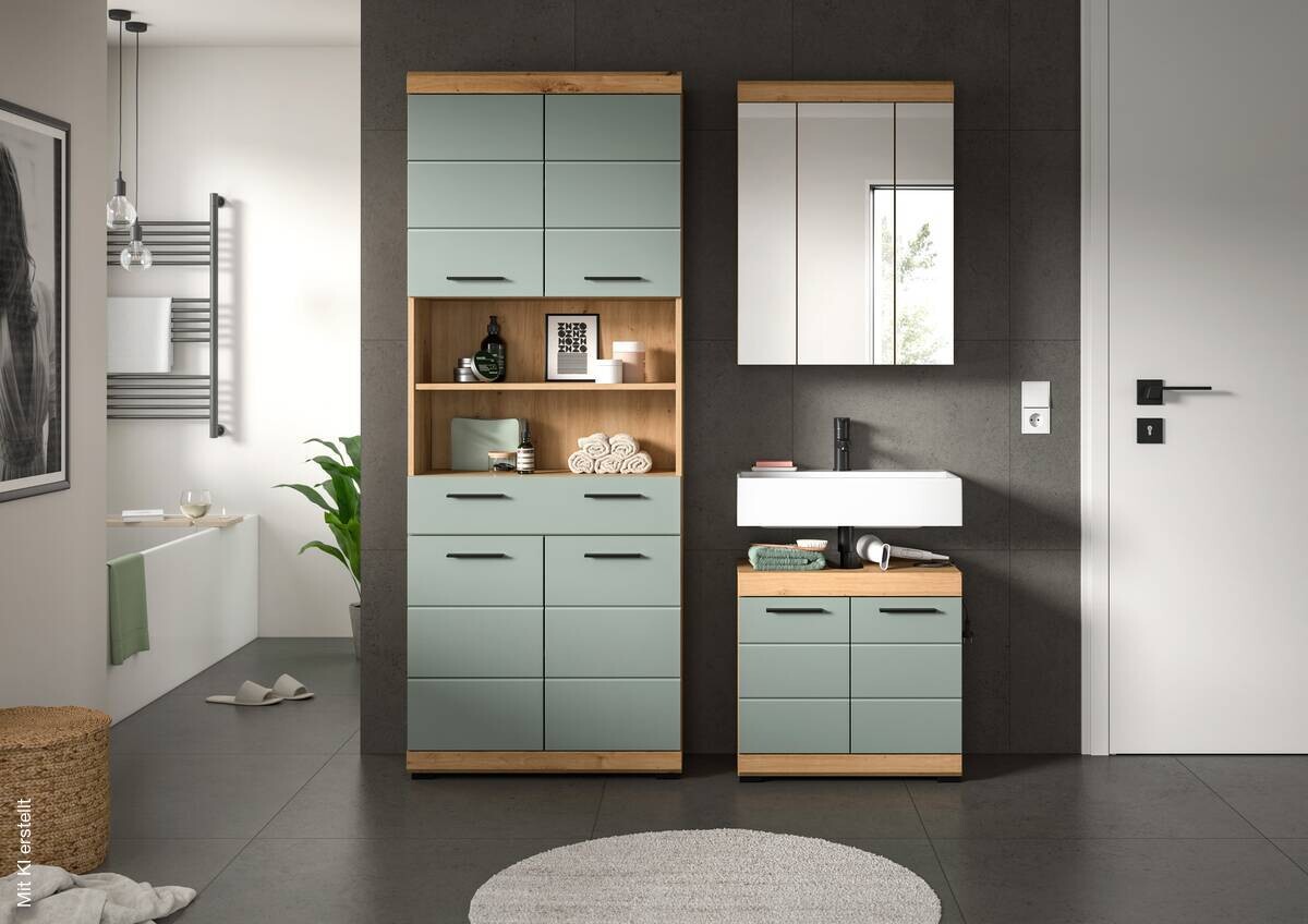 Badezimmer-Set Scout Eiche Artisan Nachbildung salbei Nachbildung B/H/T: ca. 149x34x191 cm