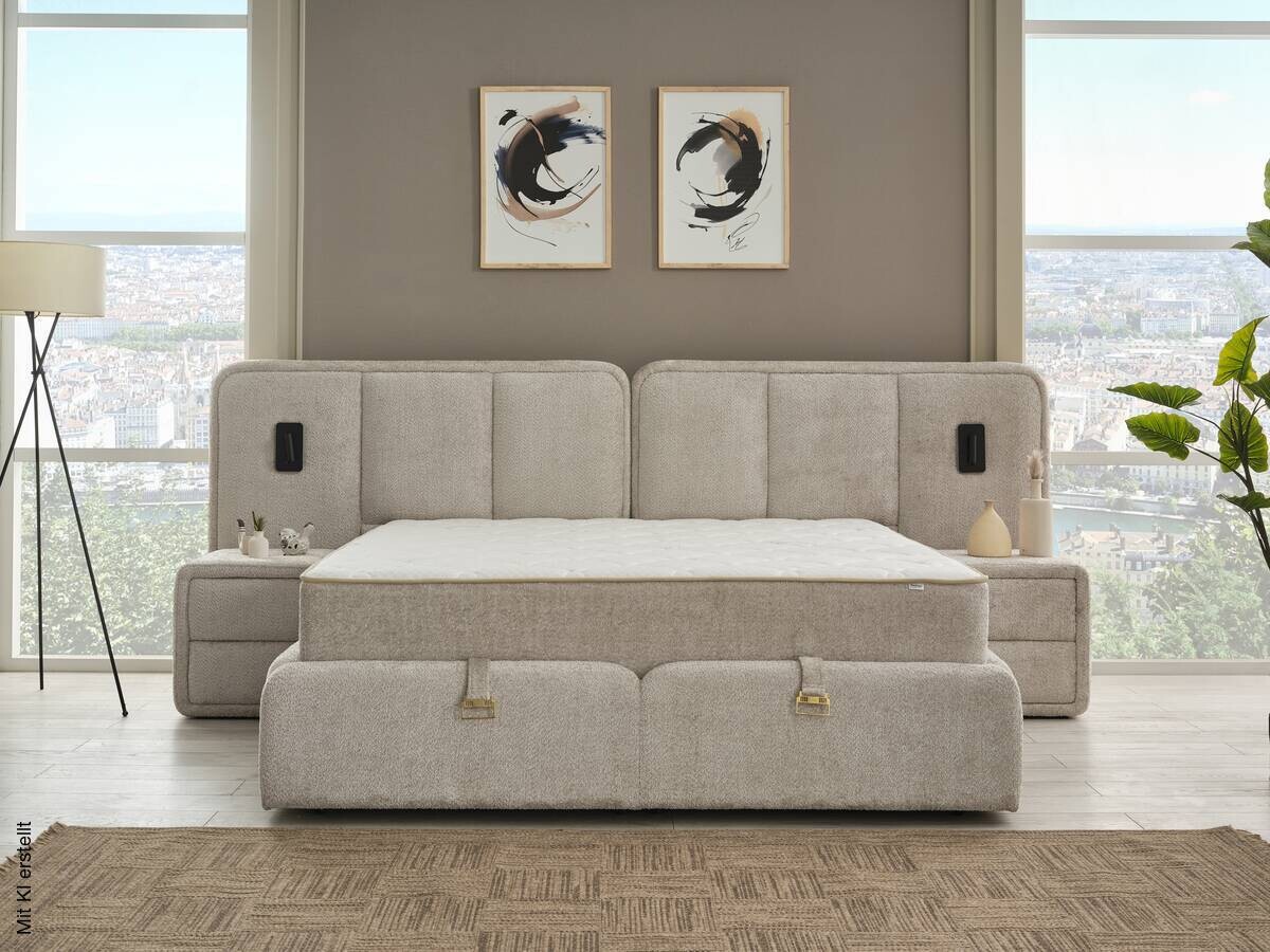 Polsterbett Mando beige Liegefläche B/L: ca. 180x200 cm