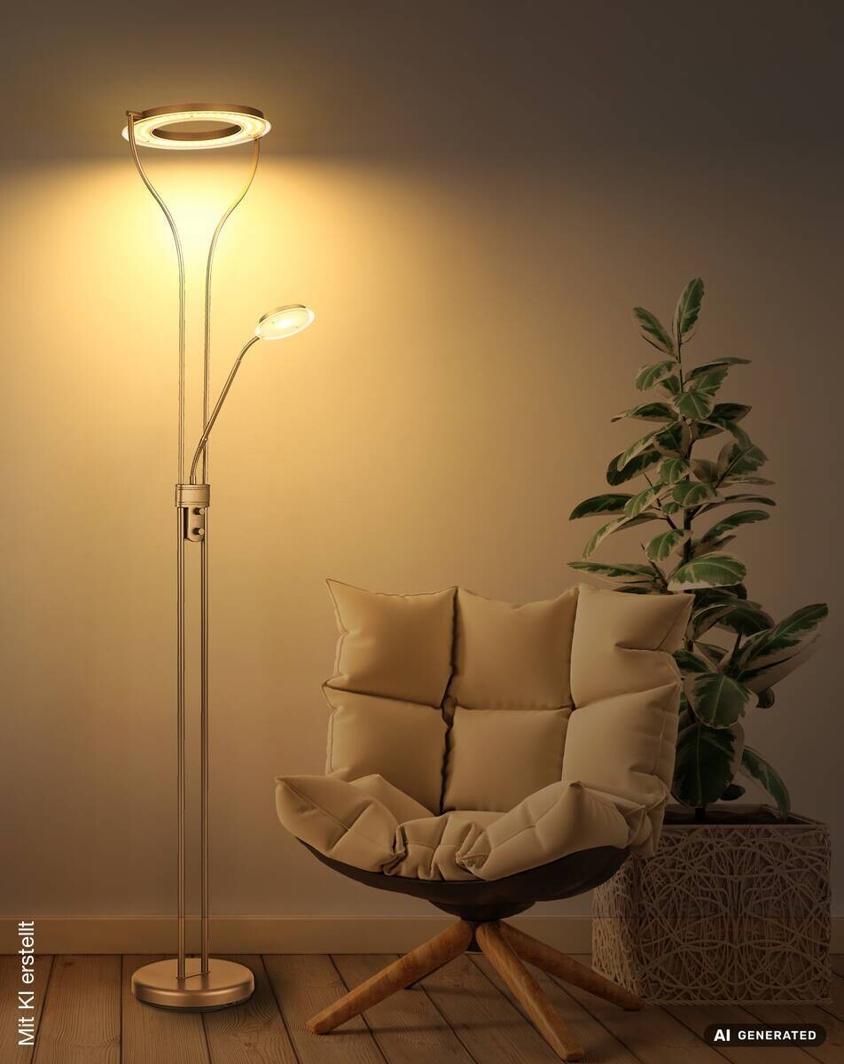 GLOBO LED-Deckenfluter kaffee Glas Metall B/H/L: ca. 30x194x35 cm 1 Brennstellen