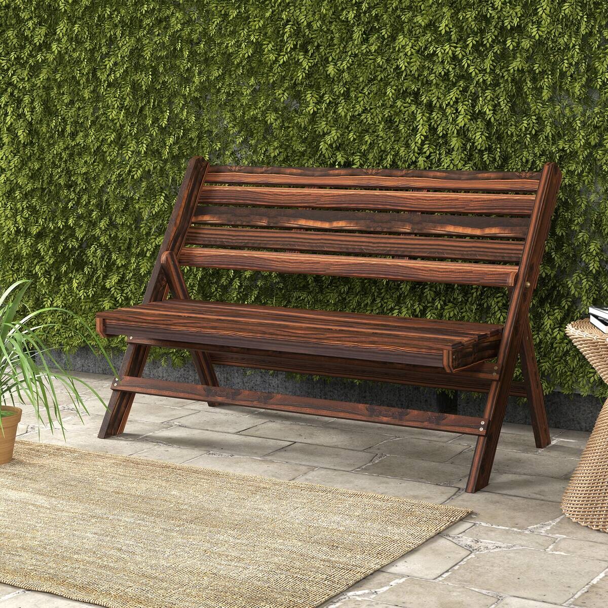 Outsunny Gartenbank grau Edelstahl B/H/L: ca. 63x122x83 cm